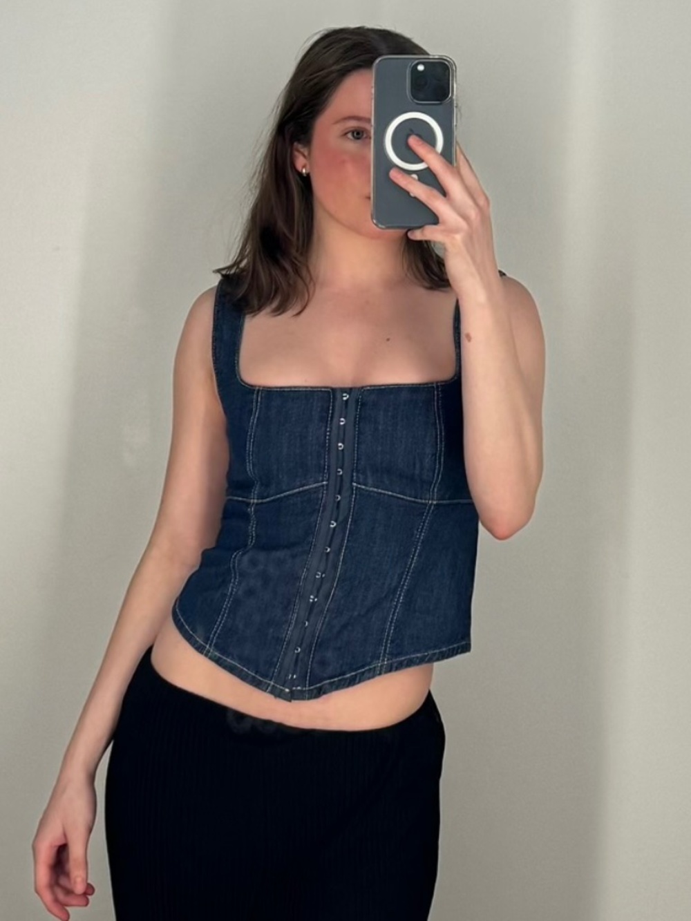 Reformation Tagliatelle Denim Top